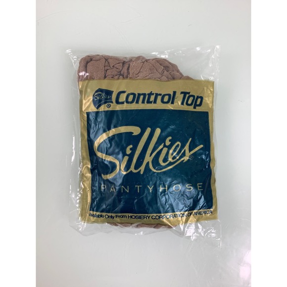 Vintage Silkies Cntrol Top Hose with support legs Beige Size Large New - Picture 1 of 2